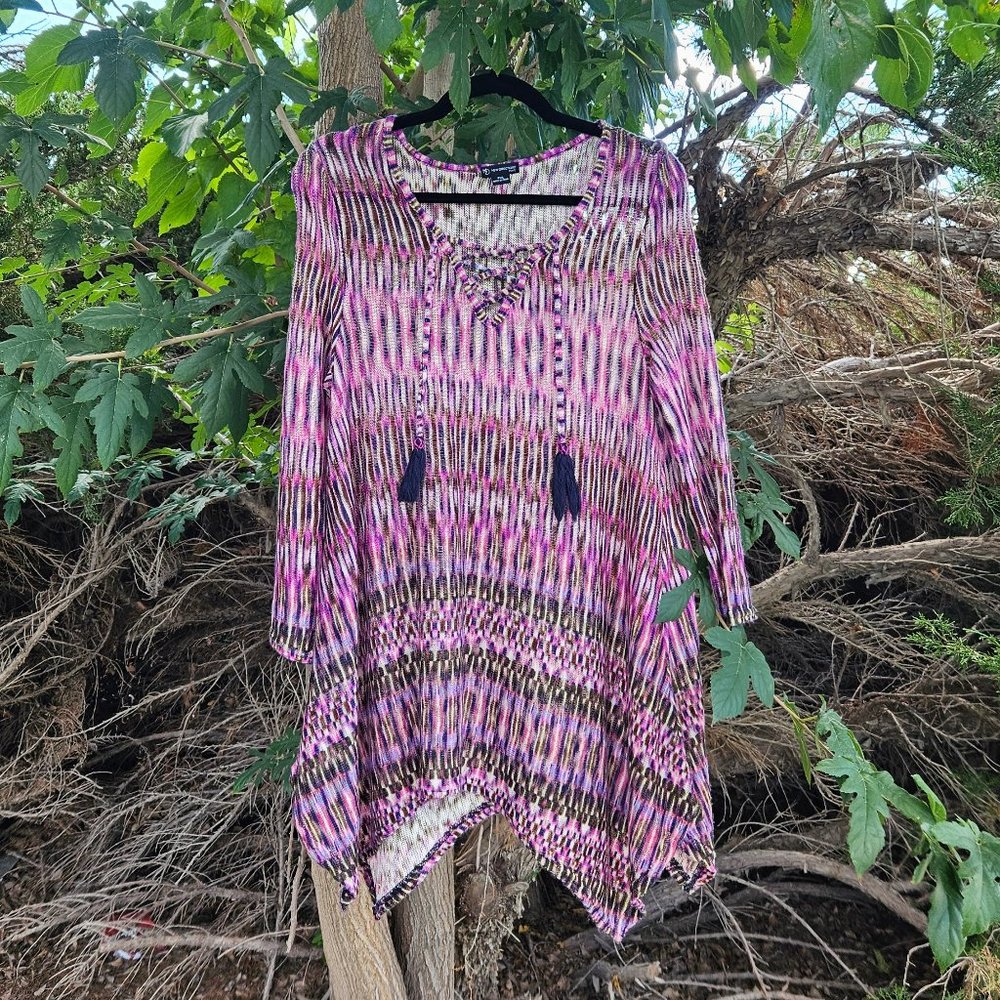 NWOT New Directions Tunic Sweater Pink and Purple